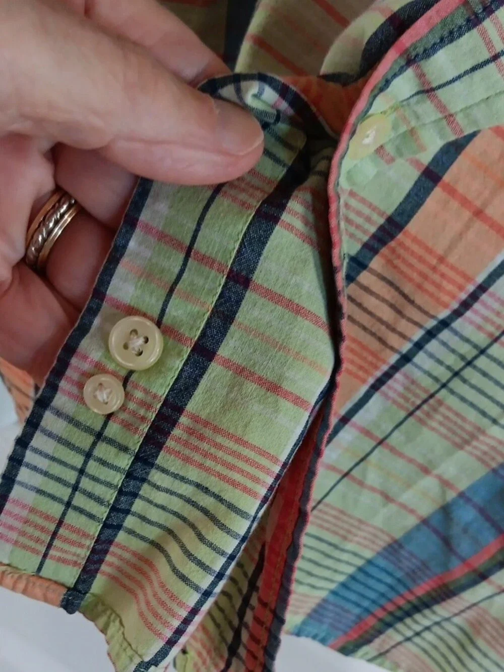 Polo Ralph Lauren Pastel Madras Plaid Boyfriend Shirt Fits Women's M S Vtg